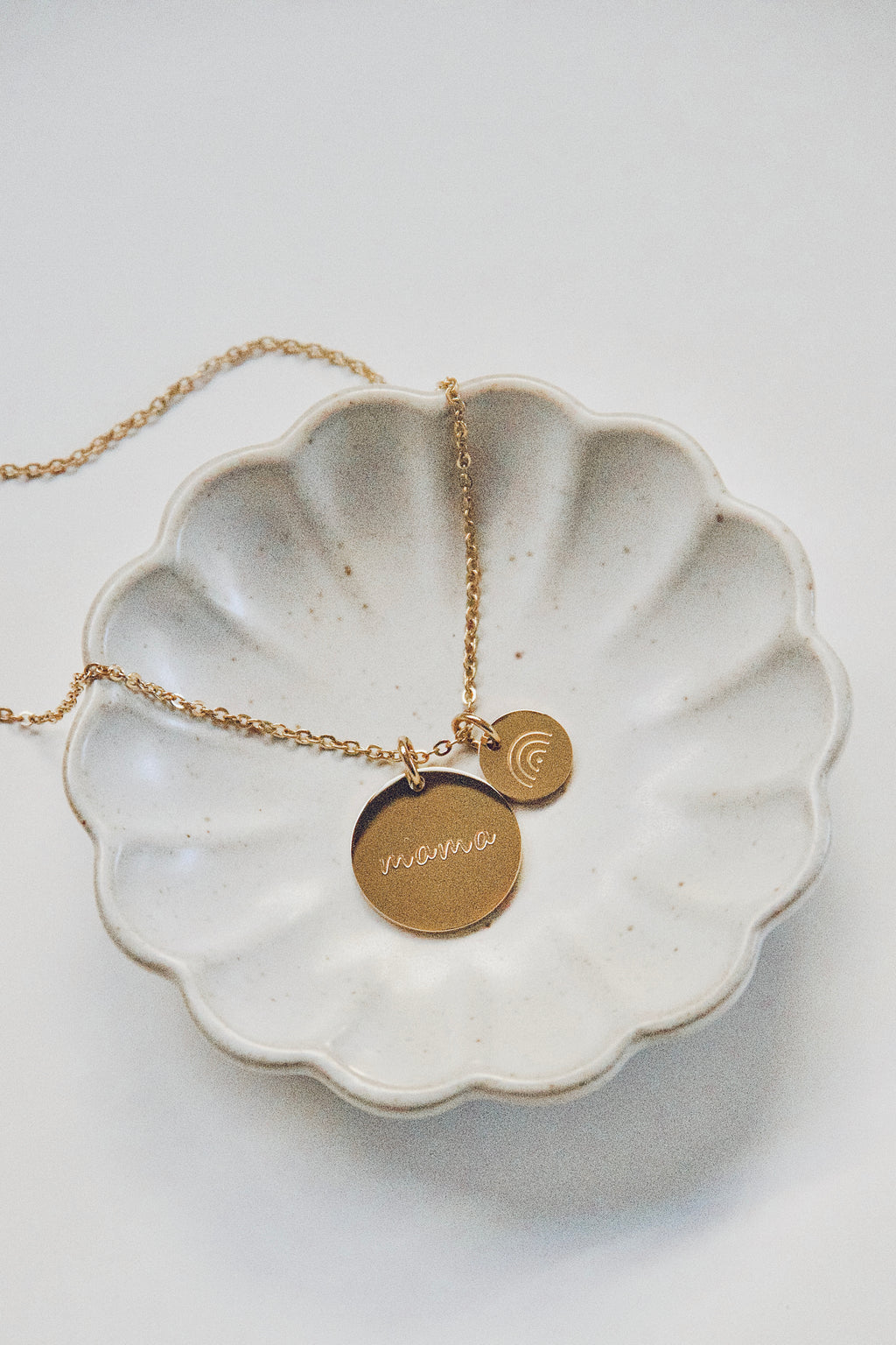 Mama Rainbow Double pendant Gold Necklace