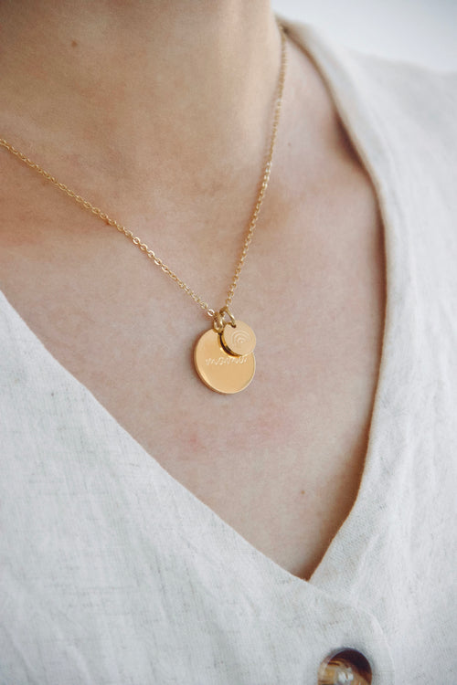 Mama Rainbow Double pendant Gold Necklace